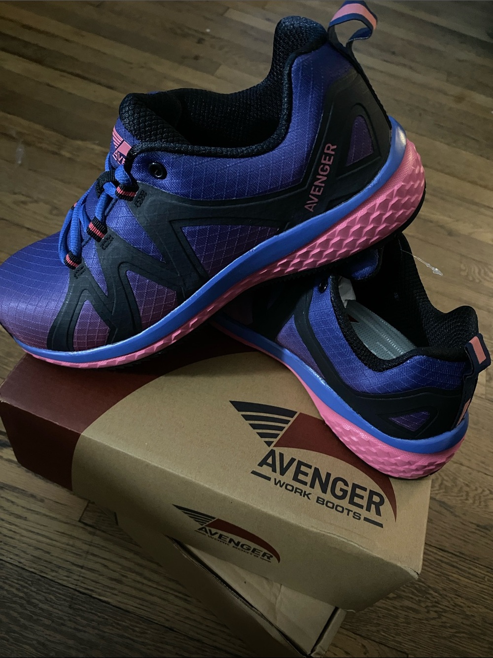 Avenger Women's Purple and Pink Athletic Work Shoes Composite toe